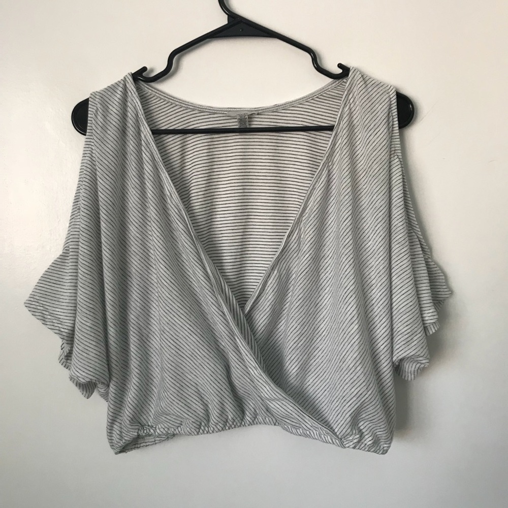 Striped Cut-Out Wrap Crop Top